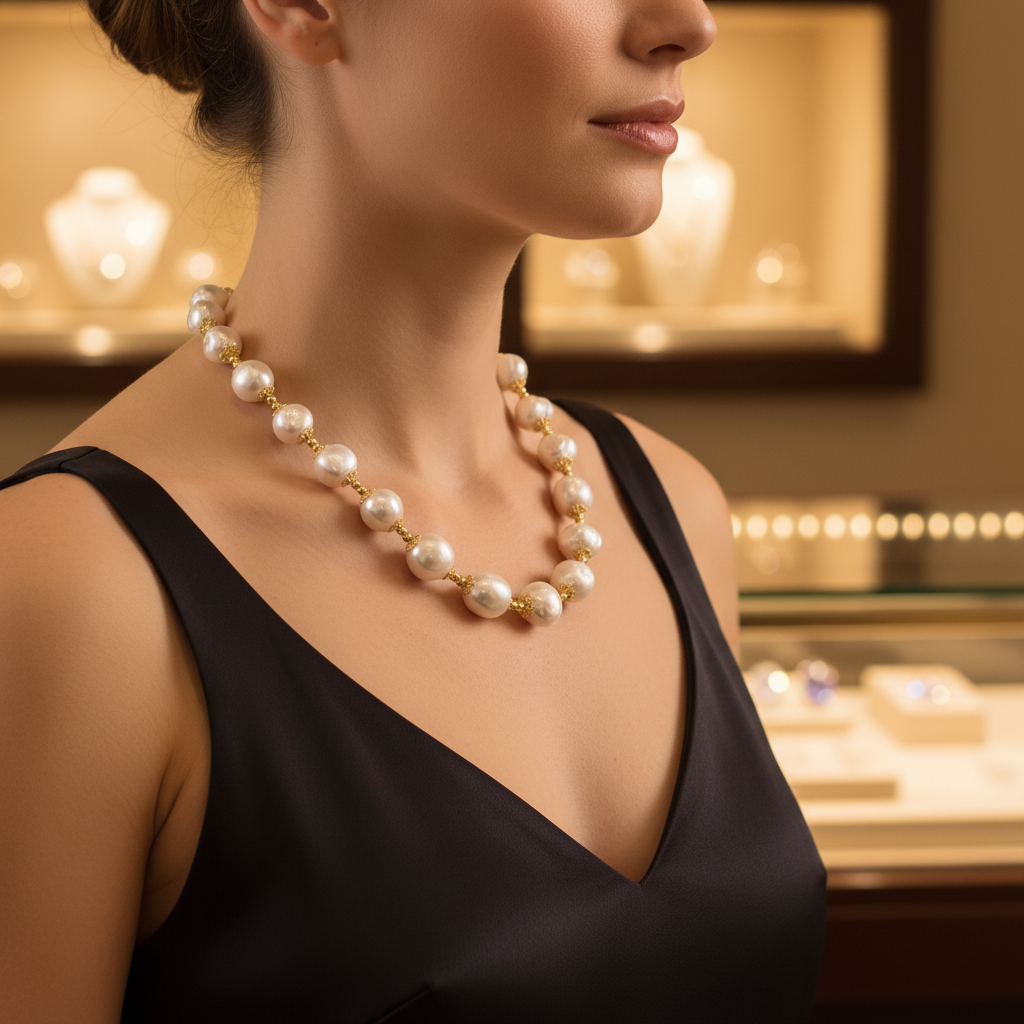 Collier en perles de culture baroque