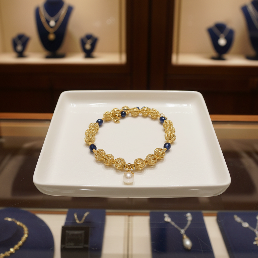 Collier avec pendentif en vermeil et perle de culture blanche luisante