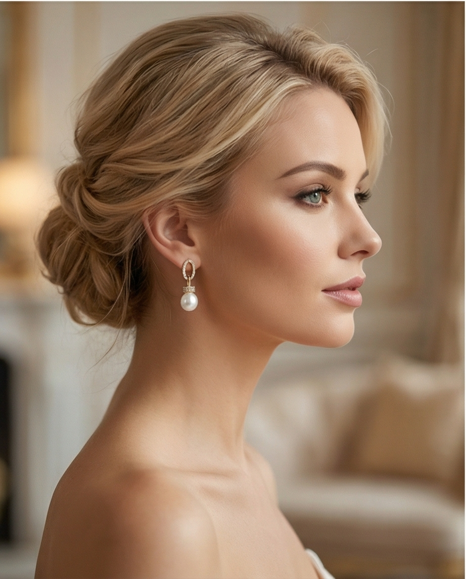 Boucles d oreilles en plaqué or 18K et strass