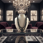 Collier double rangs en perles de cristal noir