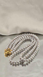 Collier double rangs en perles de culture grises