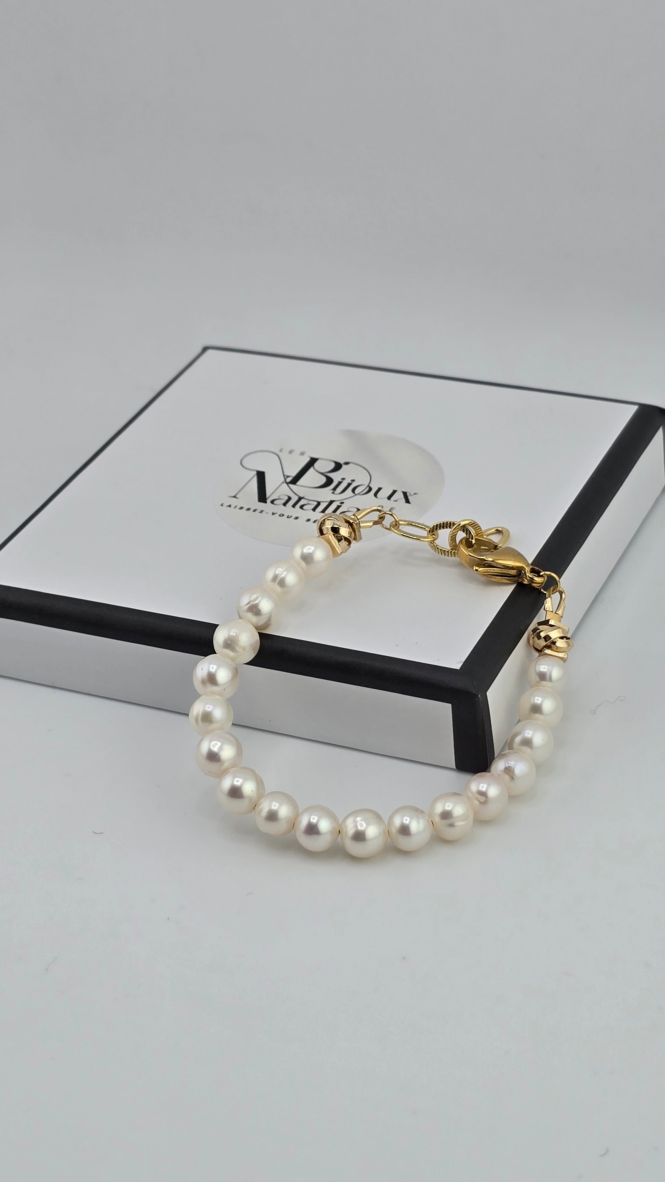 Bracelet en perles de culture blanche