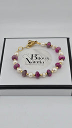 Bracelet Élégance en perles de culture et Jaspe rose