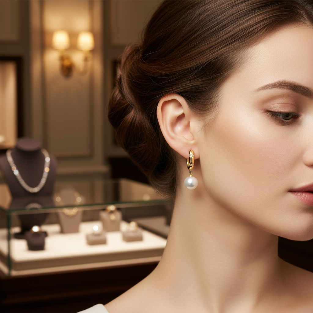 Boucles d’oreilles dormeuses avec perles de culture