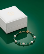Bracelet or cristal perles de culture - Lumière verte
