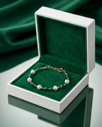 Bracelet or cristal perles de culture - Lumière verte