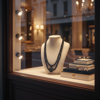 Collier double rangs en perles de cristal noir