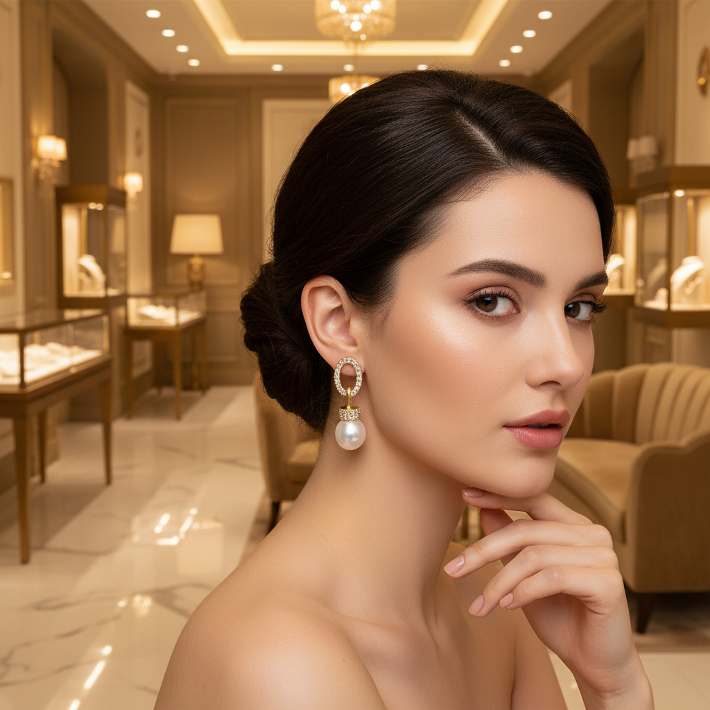 Boucles d oreilles en plaqué or 18K et strass