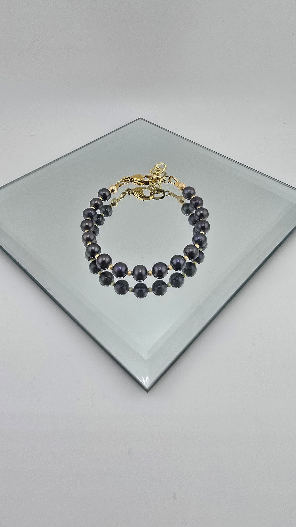 Bracelet en perles de culture bleu marine