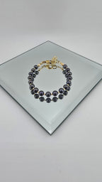 Bracelet en perles de culture bleu marine