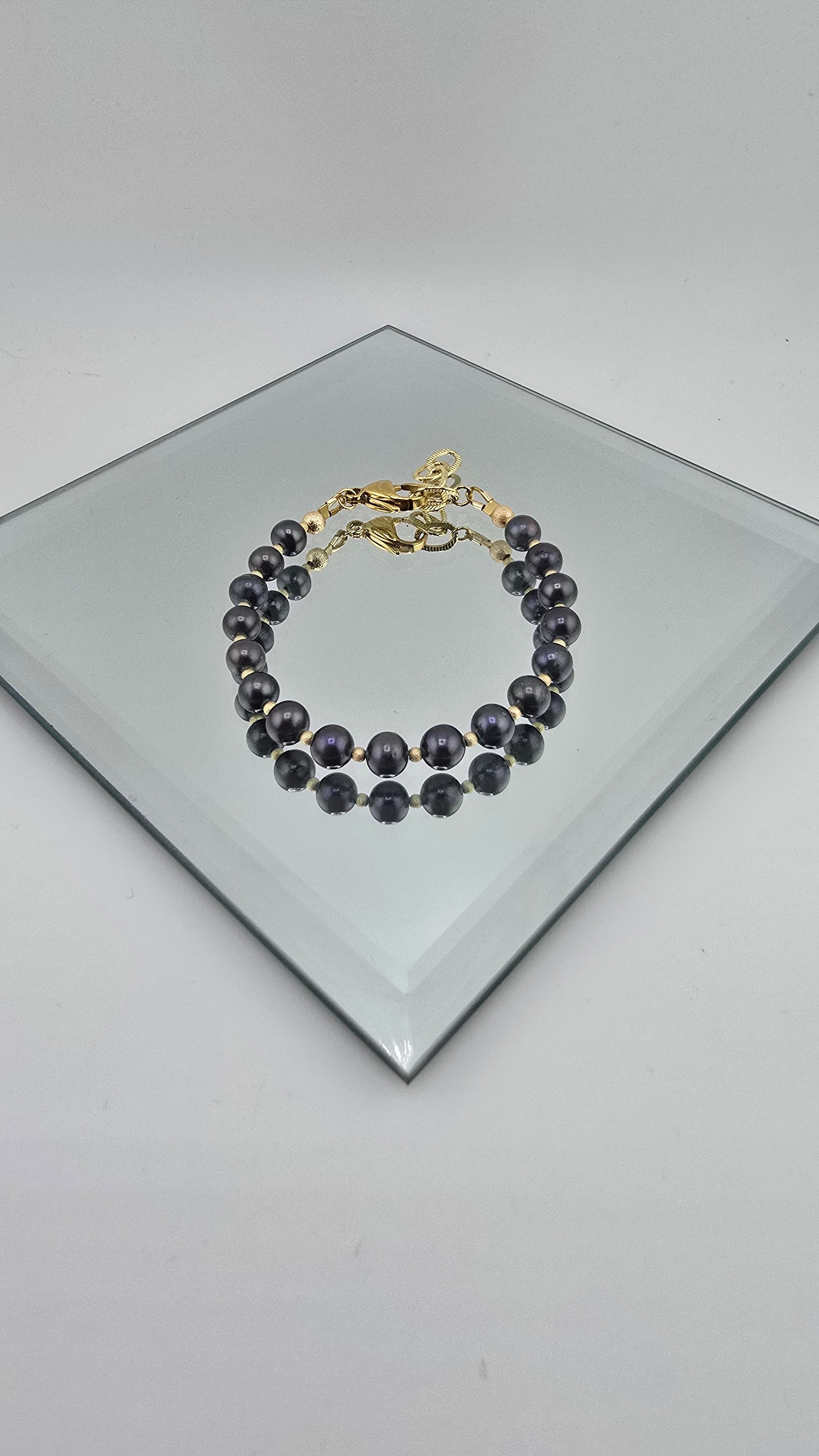 Bracelet en perles de culture bleu marine