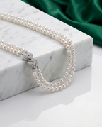 collier deux rangs de perles de culture blanches fermoir argent - vue 6