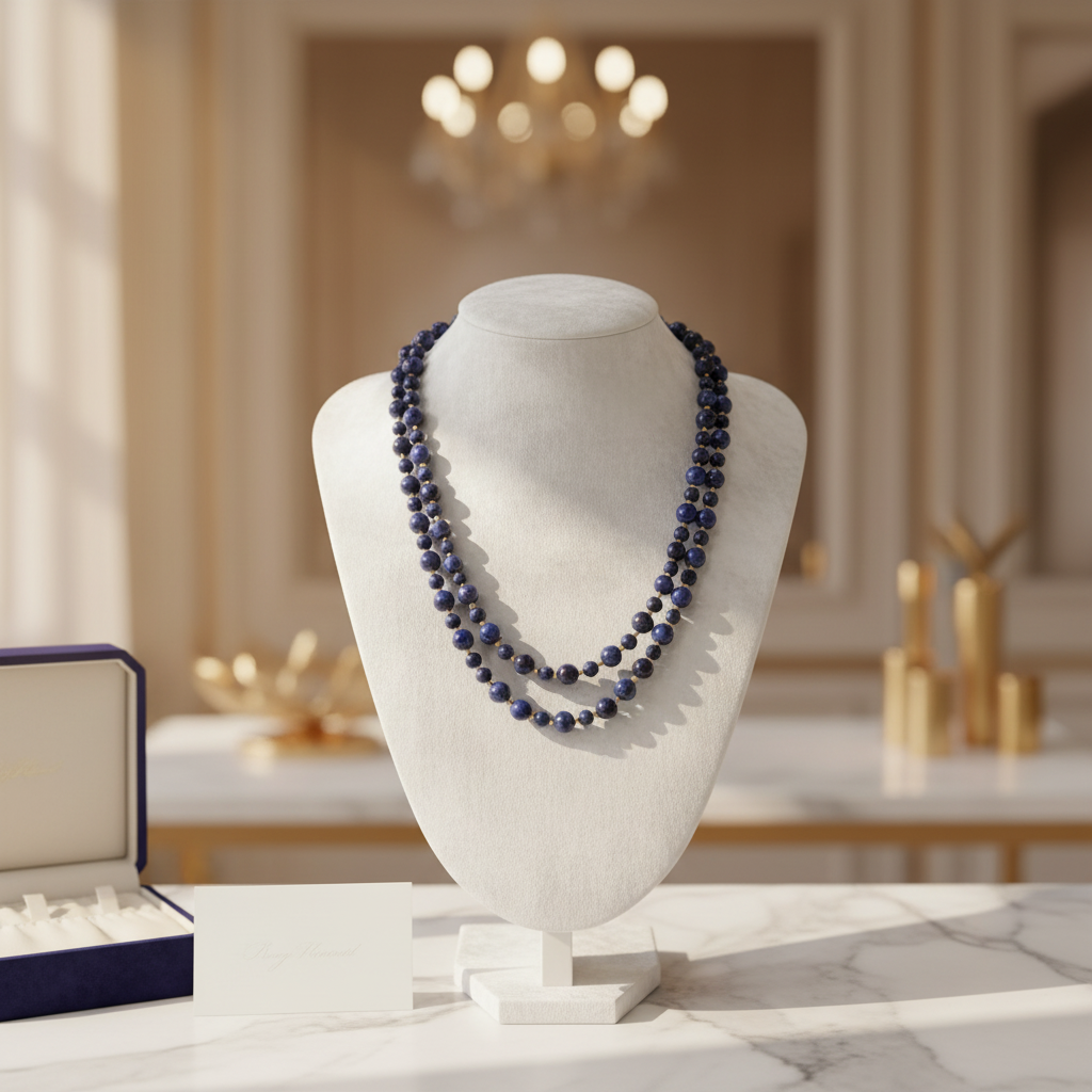 Collier double rangs en Lapis-lazuli et plaqué or