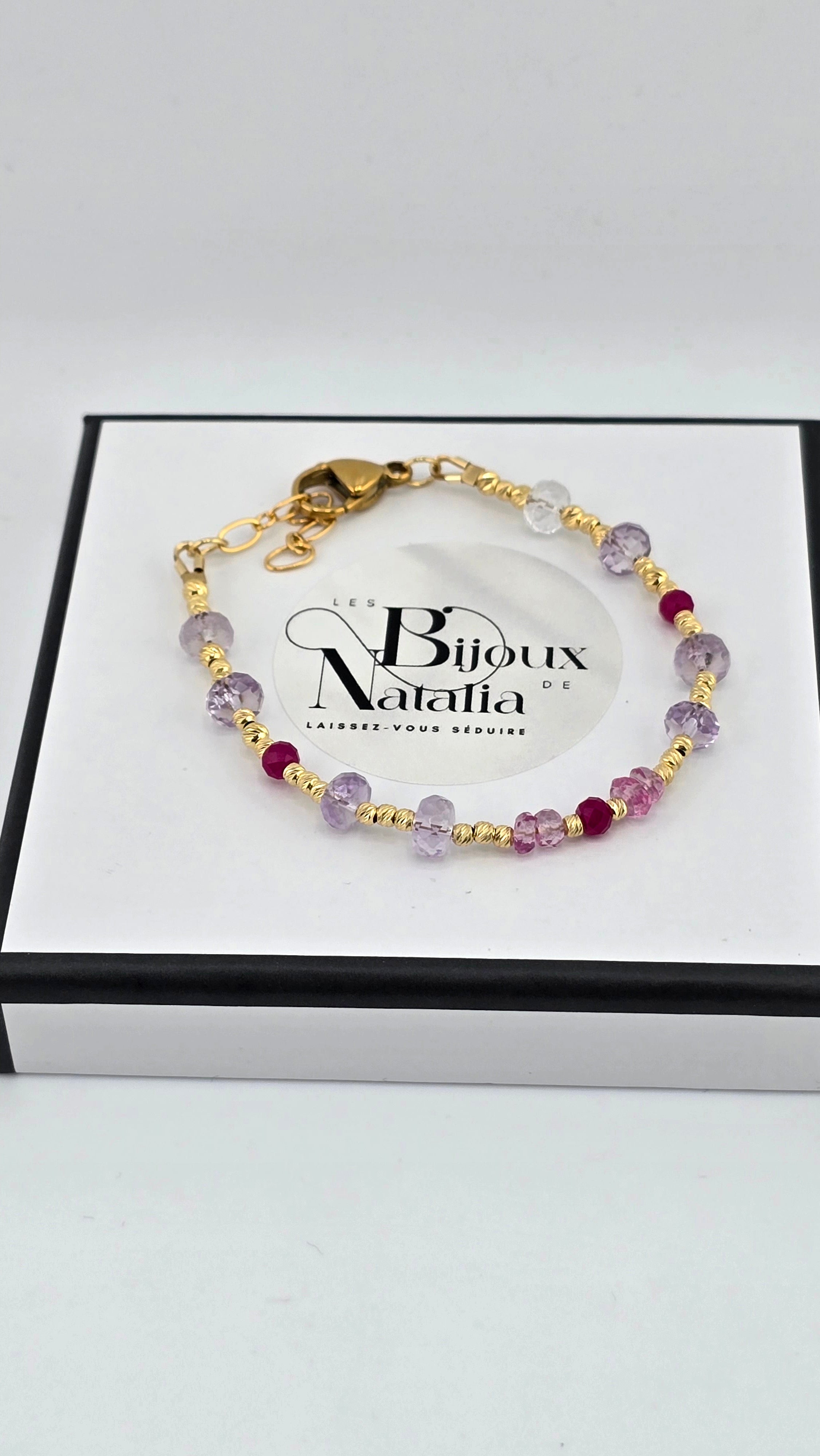 Bracelet en Améthyste, Topaze et Rubis