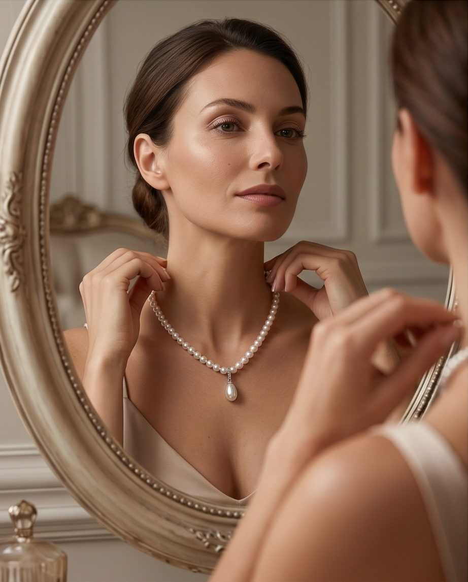 collier en argent 925 avec perles de culture blanches rondes - vue 3