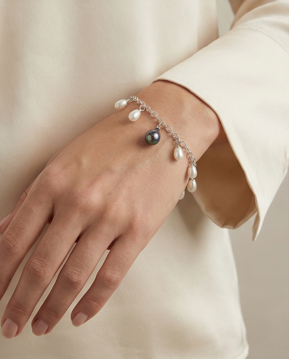 Clair Obscur - bracelet avec perles de culture de Tahiti