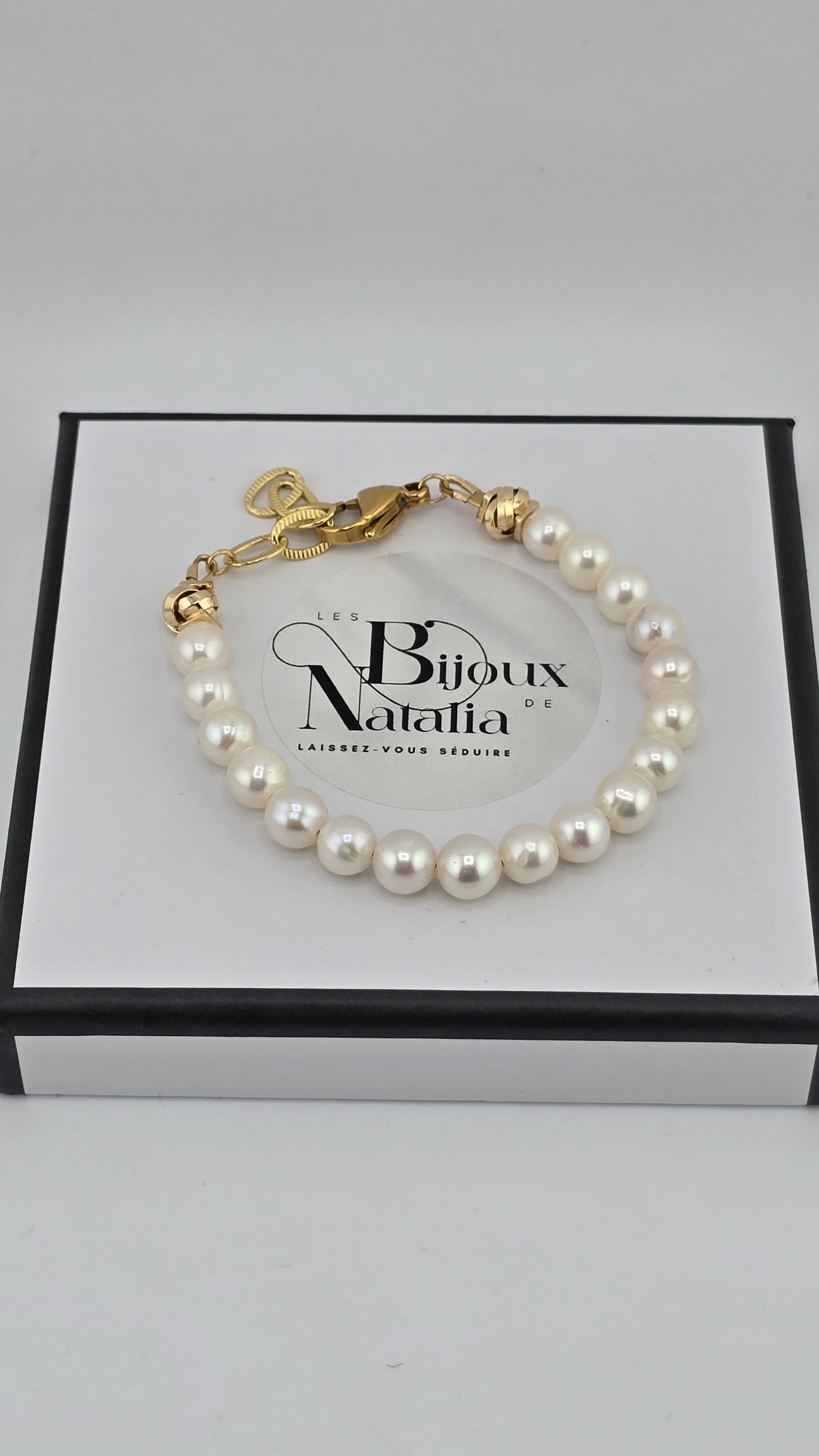 Bracelet en perles de culture blanche
