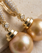 Boucles d oreilles avec perles de culture Édison couleur jaune or