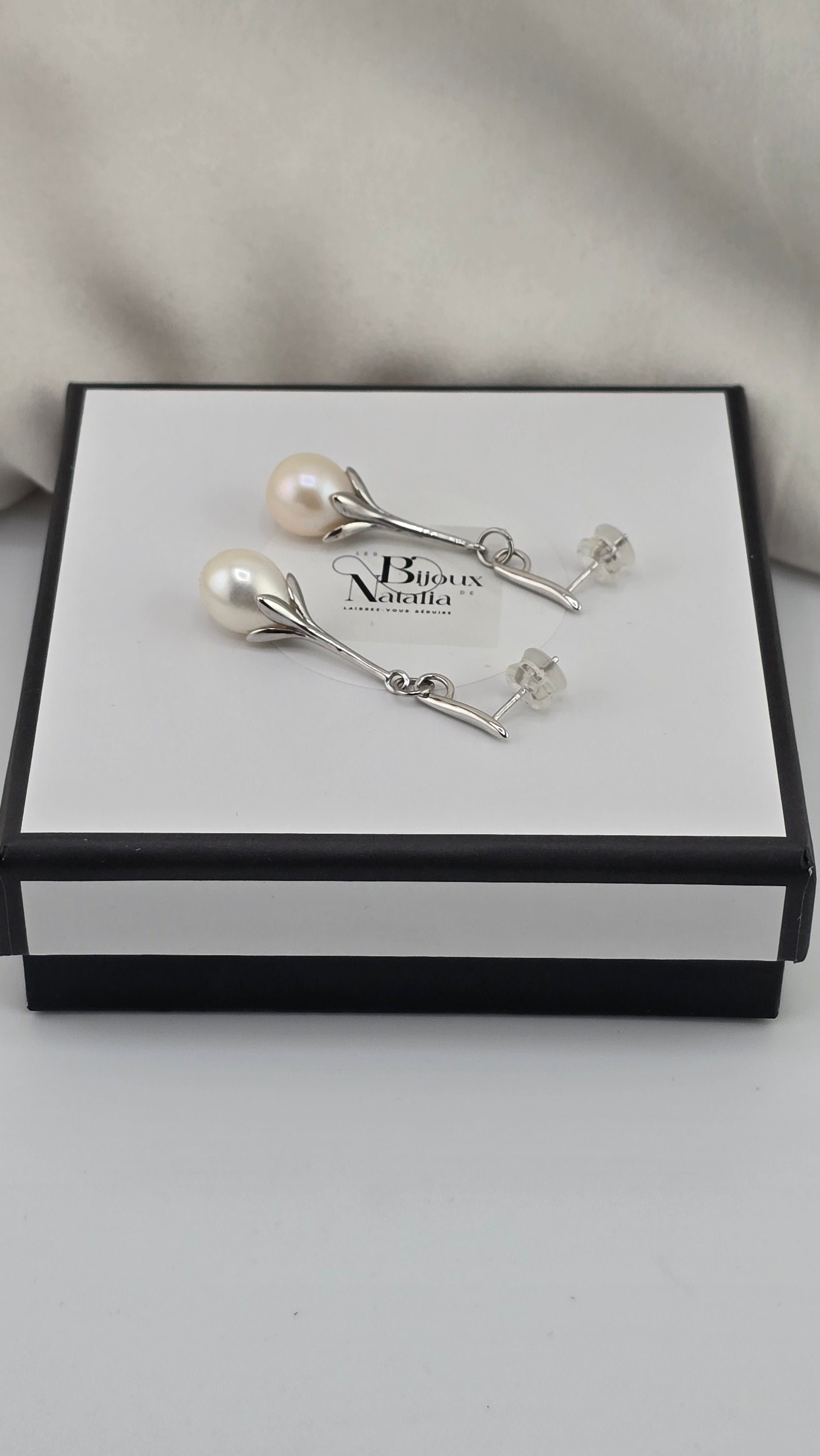 Boucles d ' oreilles en argent rhodié 925/1000