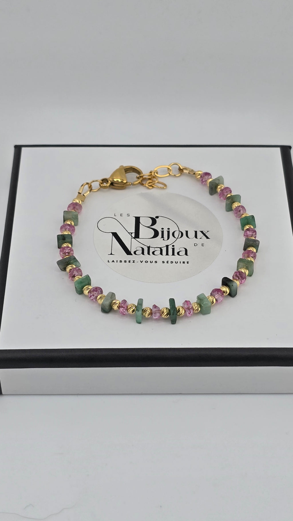 Bracelet en Topaze rose et Emeraude Myammar