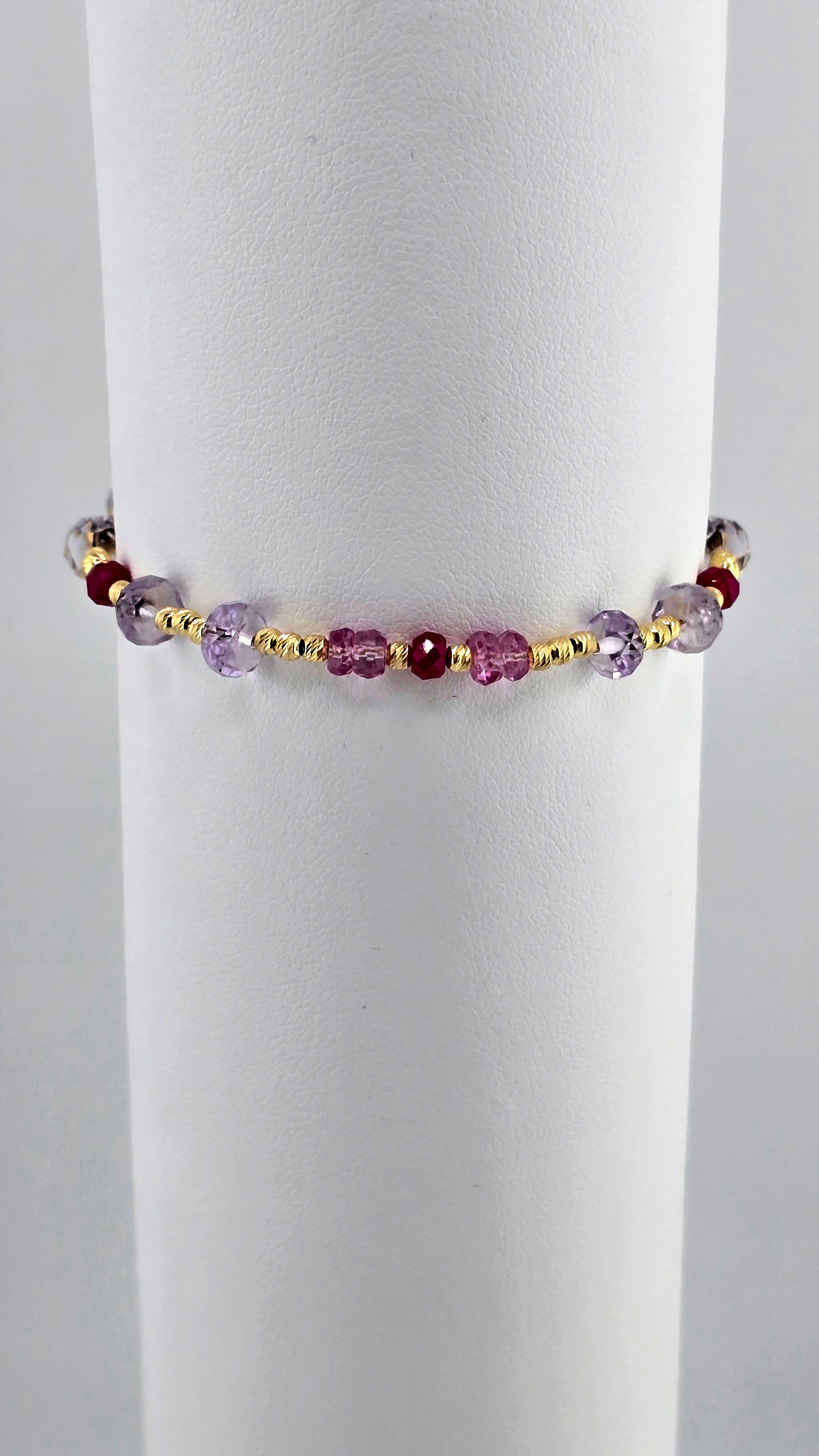 Bracelet en Améthyste, Topaze et Rubis