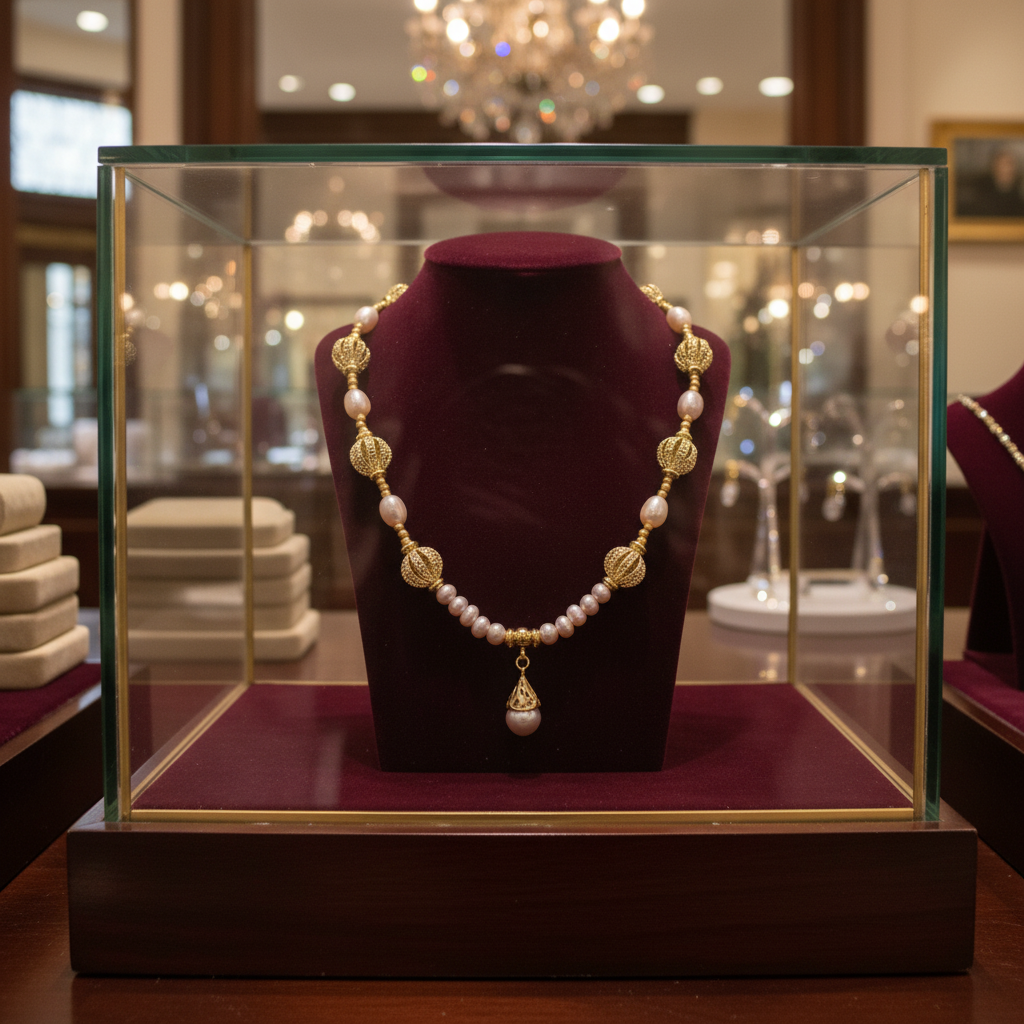 Collier en perles de culture rose