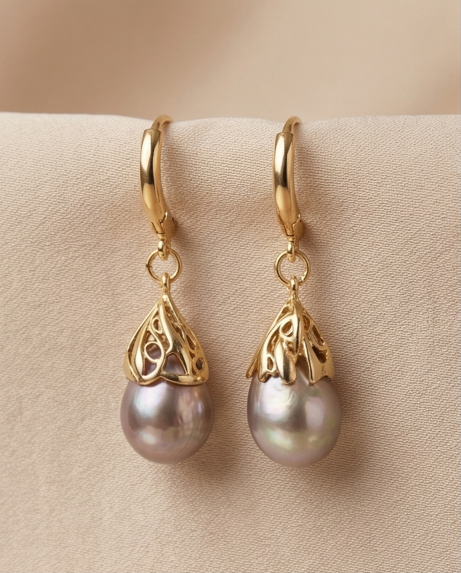 Boucles d'oreilles avec perles de culture baroque