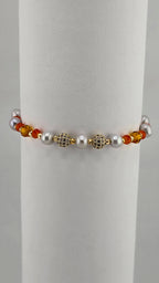 Bracelet en perles de culture et cristaux orange