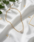 collier chaîne or orné d'une perle de culture blanche - vue 8