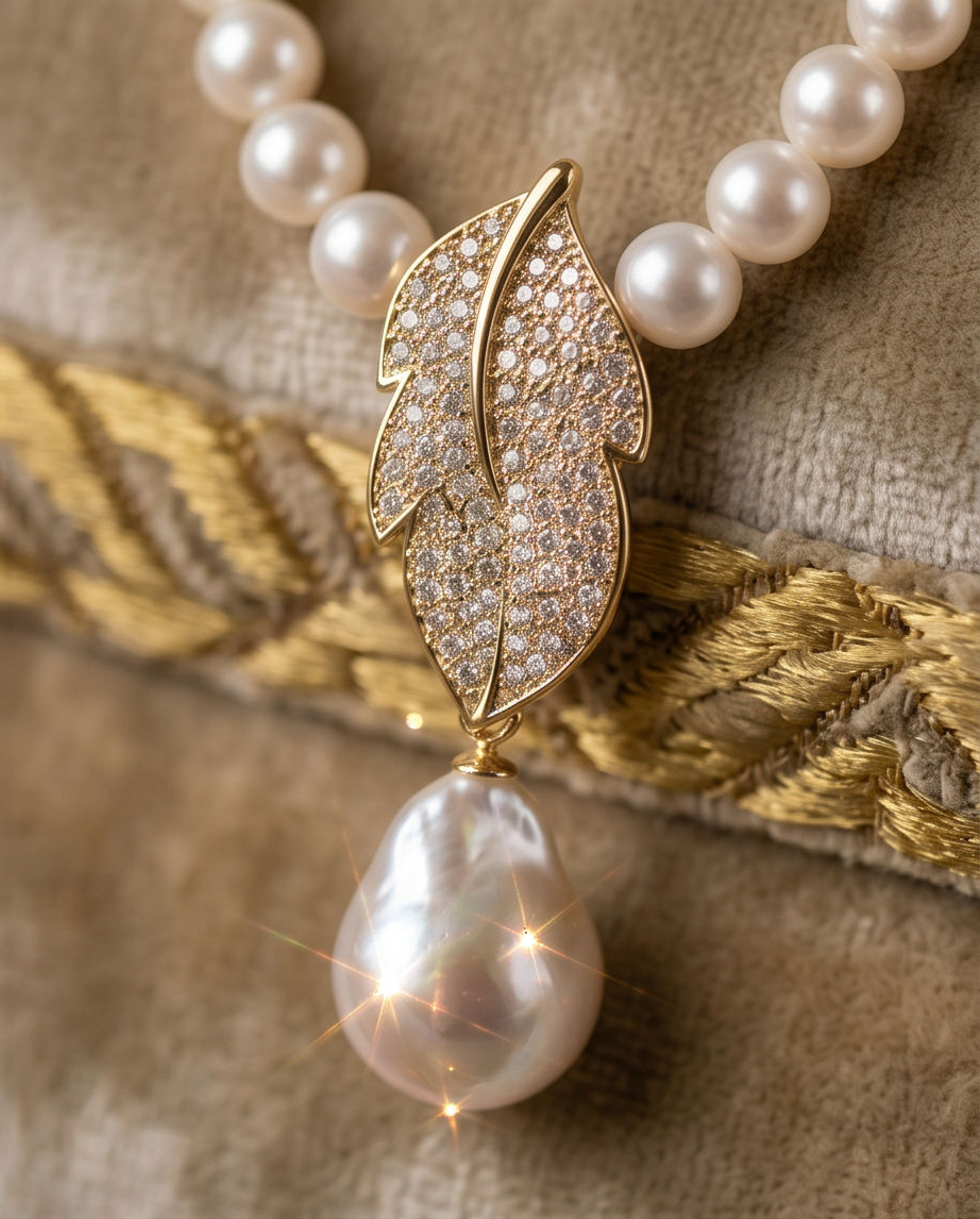 Collier or  perles de culture - Lumière nacrée