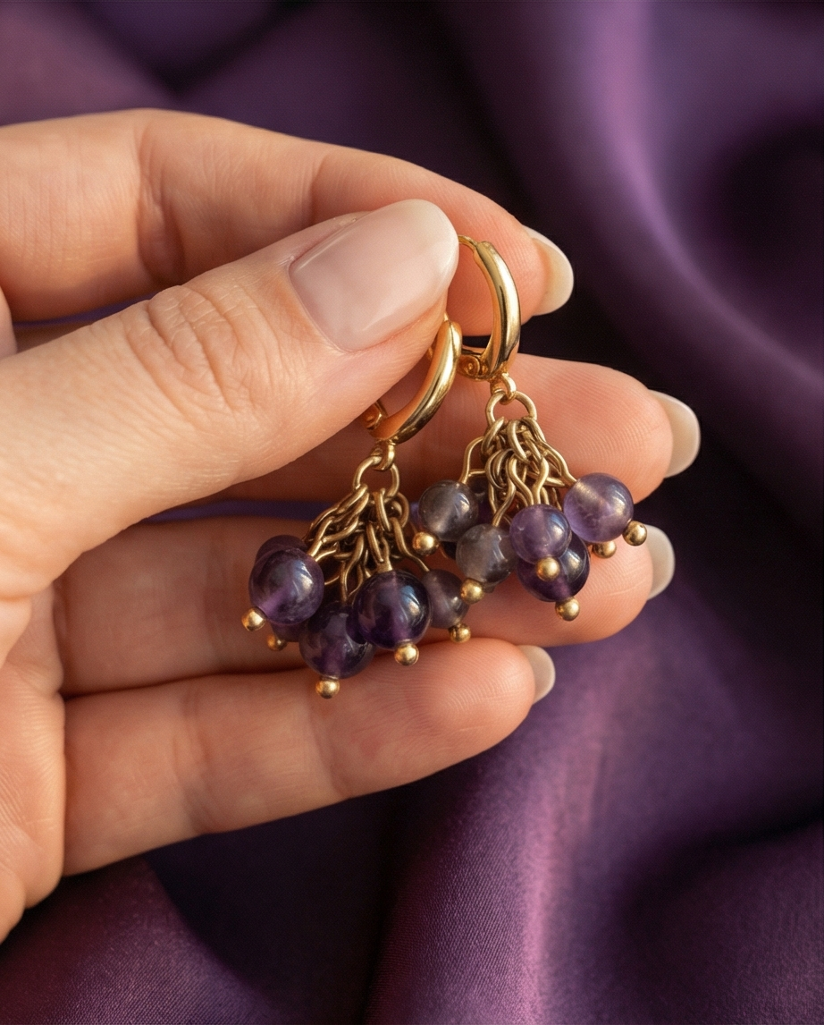 Boucles d’oreilles en vermeil et Améthyste