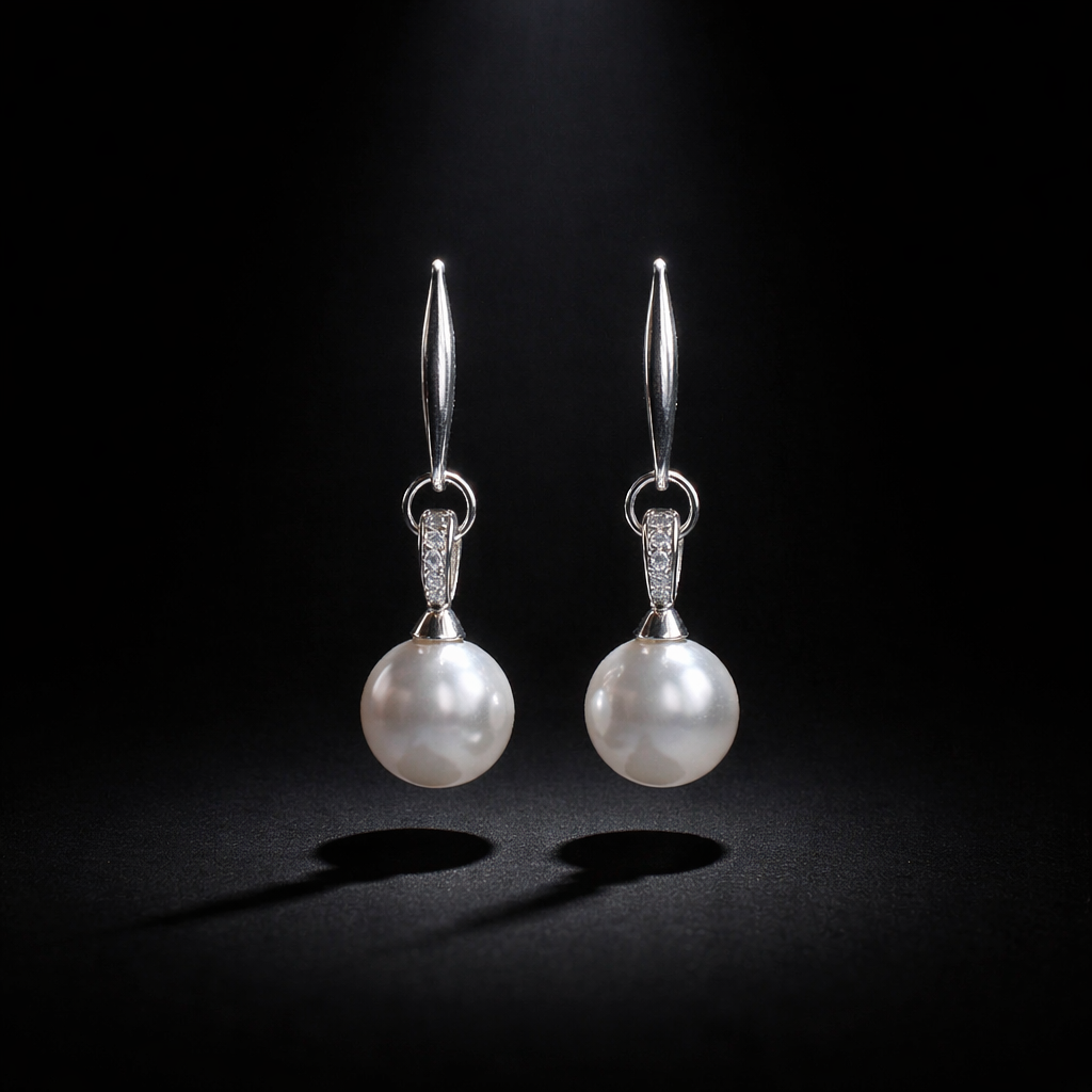 Boucles d’oreilles en strass et perles de culture