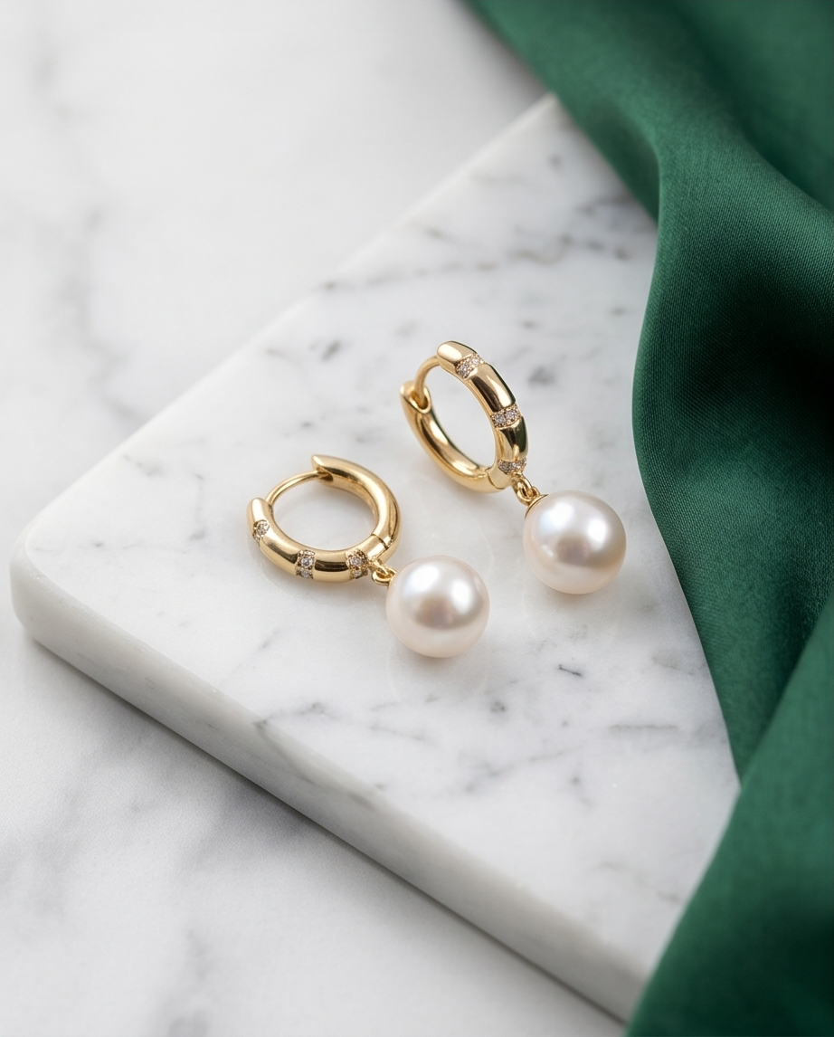 Boucles d’oreilles dormeuses avec perles de culture