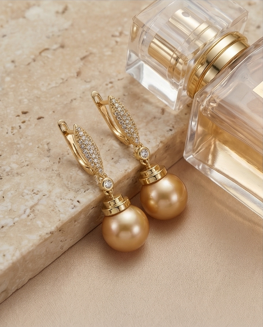 Boucles d oreilles avec perles de culture Édison couleur jaune or