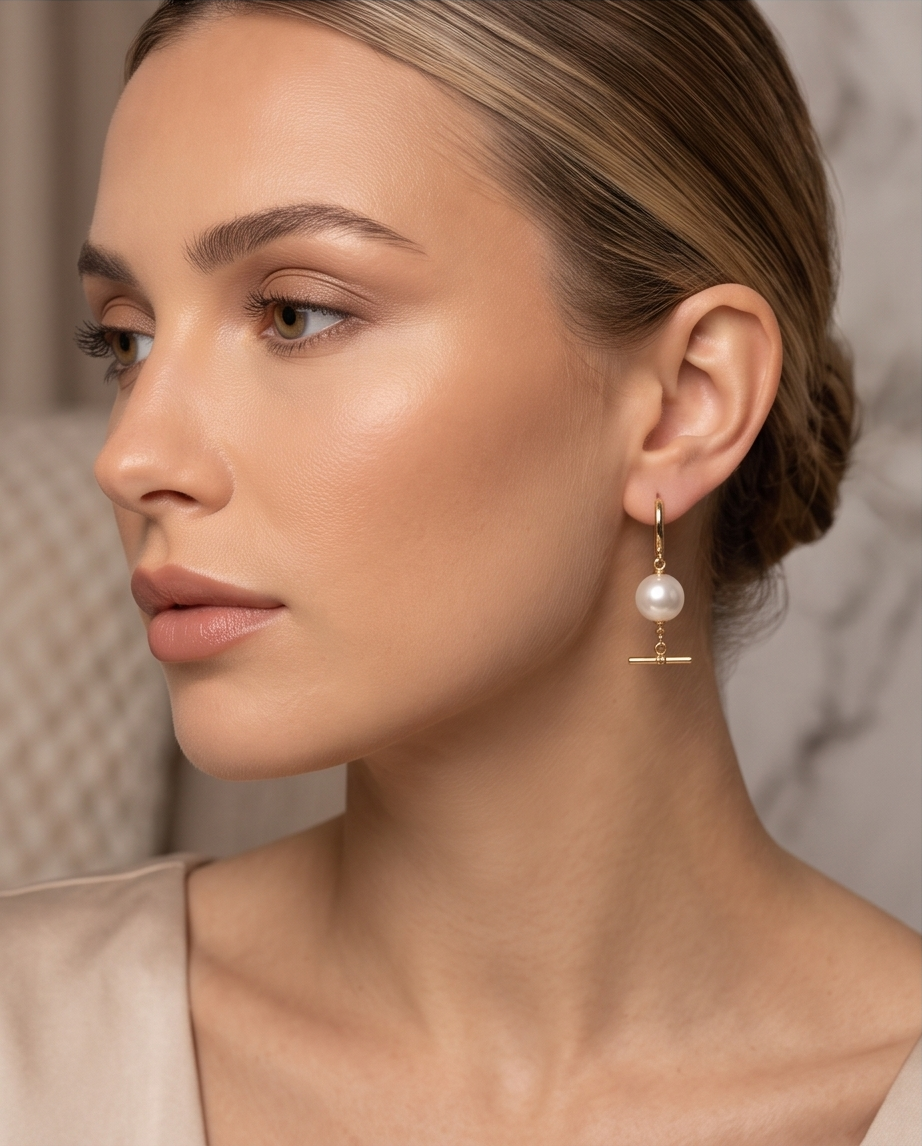 Boucles d'oreilles or 24k et perles de culture - Eclat Moderne