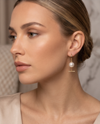 Boucles d'oreilles or 24k et perles de culture - Eclat Moderne