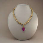 Collier Plaqué or et son pendentif en agate rose