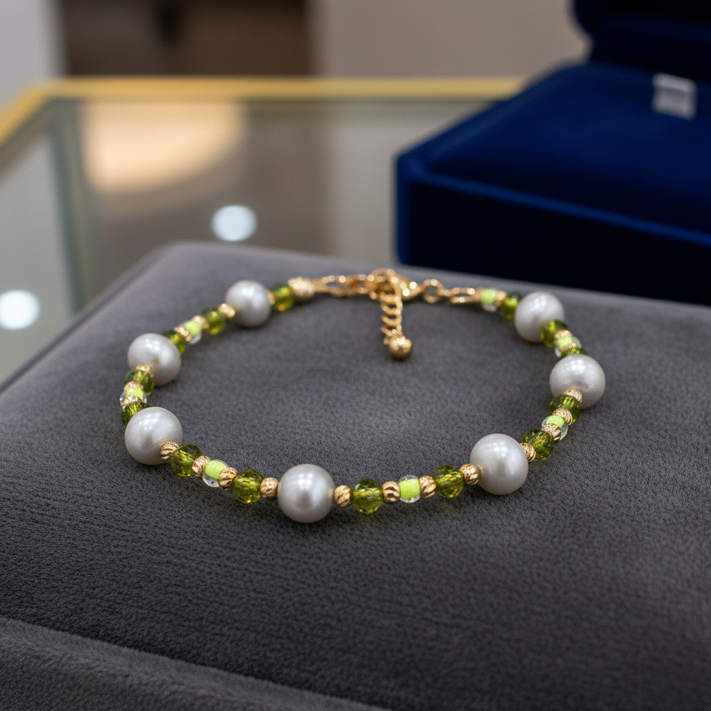 Bracelet en perles de culture et cristal