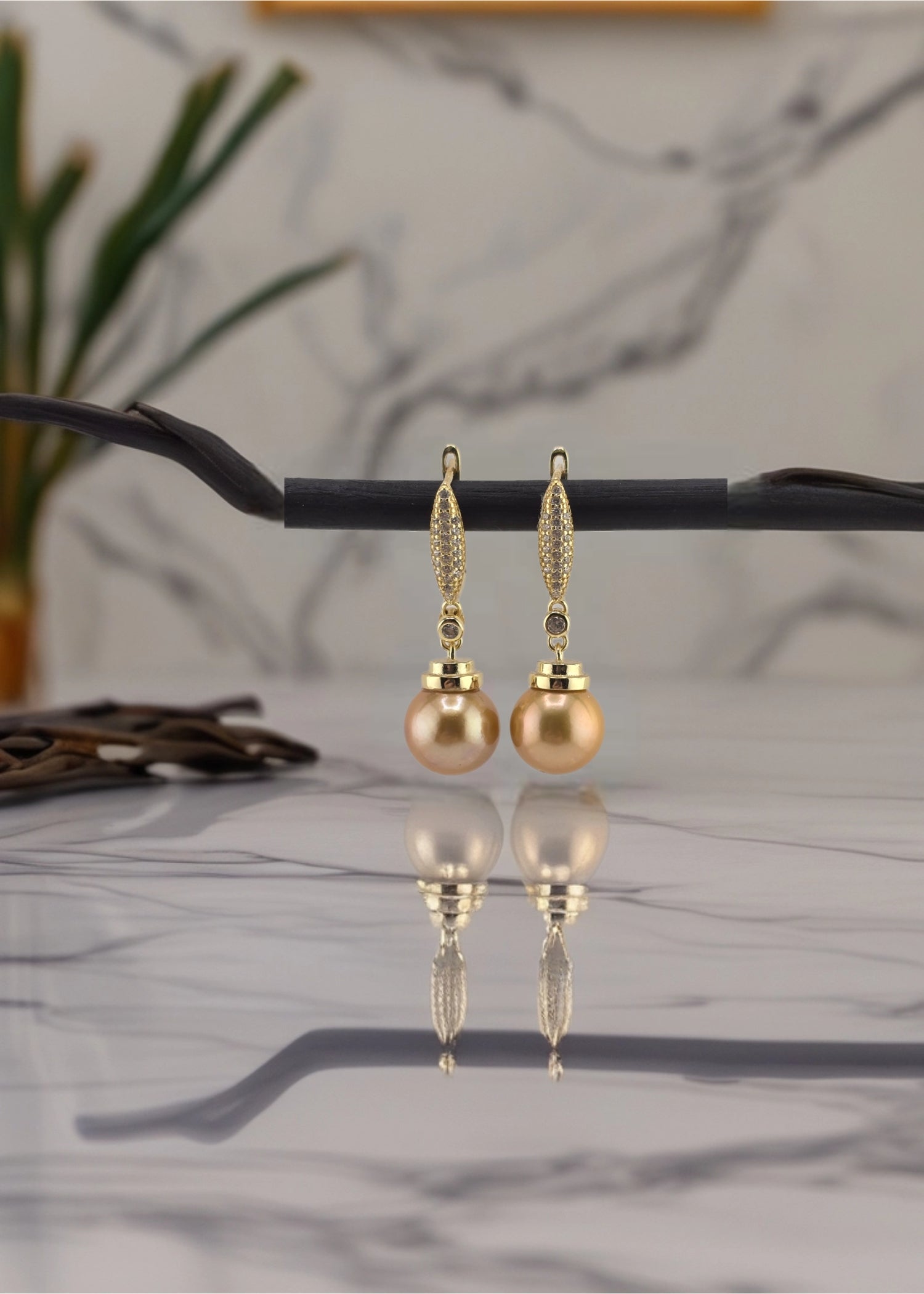 Boucles d oreilles avec perles de culture Édison couleur jaune or