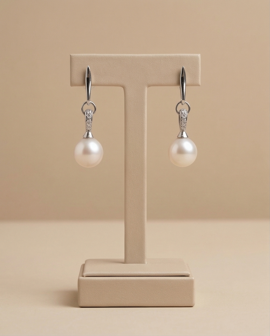 Boucles d’oreilles en strass et perles de culture