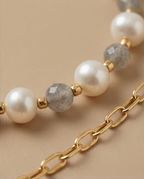 Lumière précieuse - bracelet perles de culture et labradorite