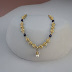 Collier avec pendentif en vermeil et perle de culture blanche luisante