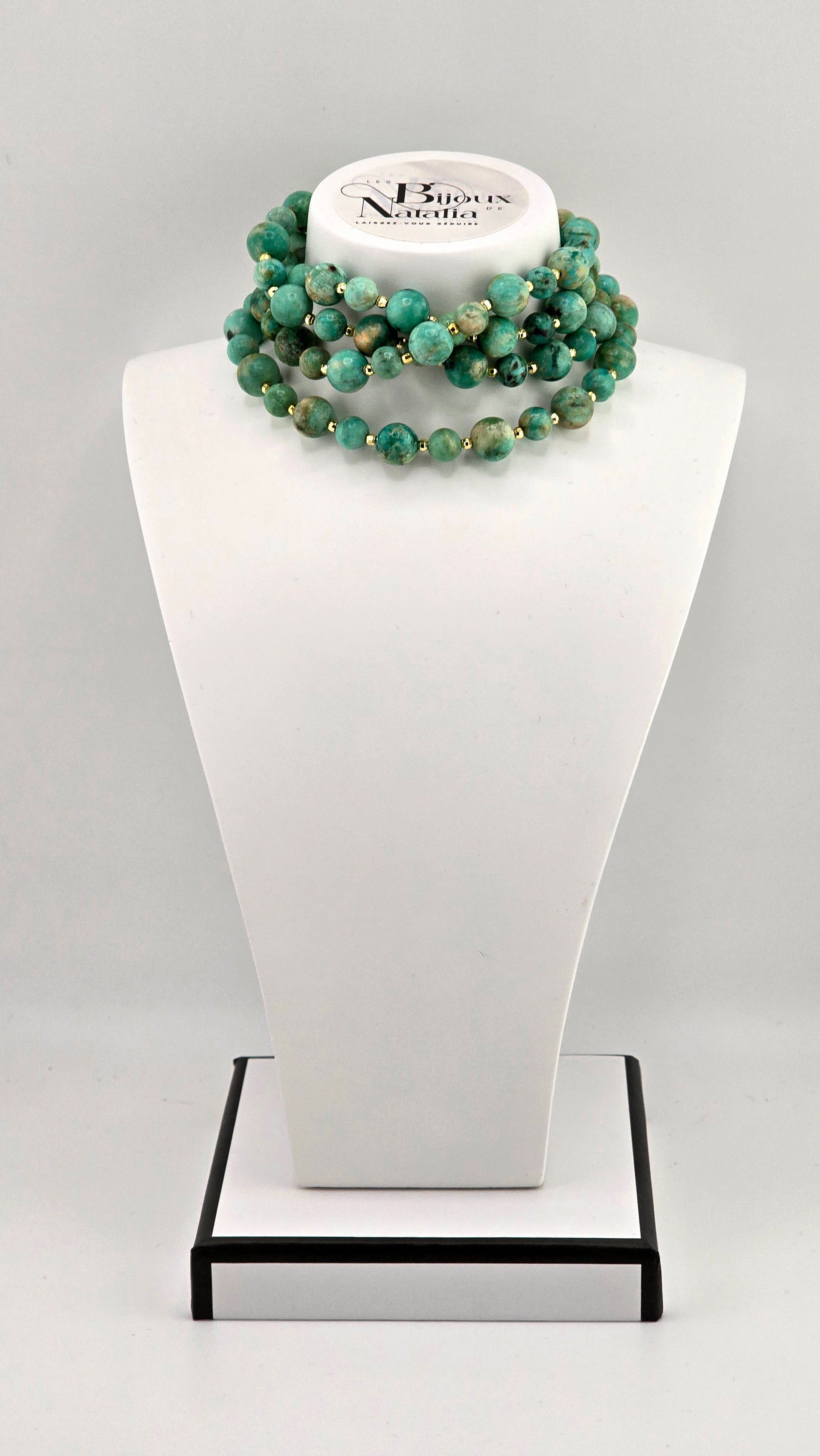 Collier en perles de turquoise africaine et vermeil