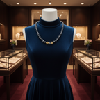 Collier en perles de culture bleu foncé et vermeil