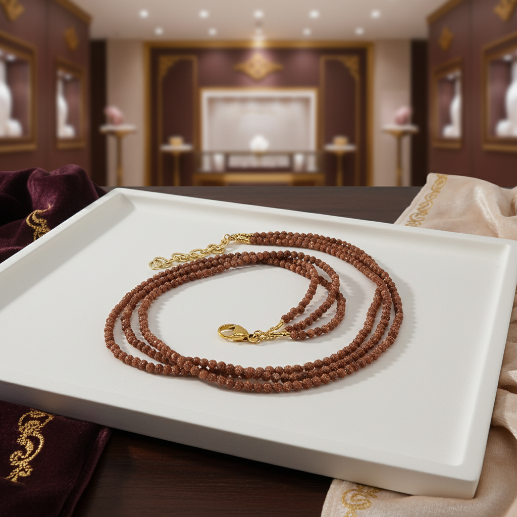 Collier en grès rouge scintillant