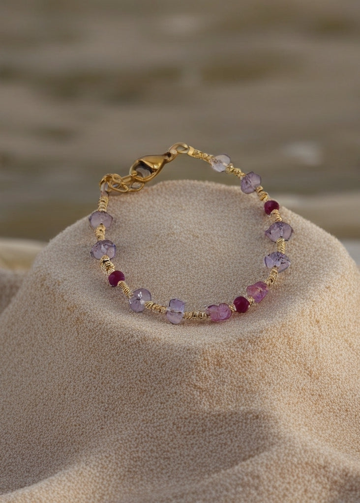 Bracelet en Améthyste, Topaze et Rubis