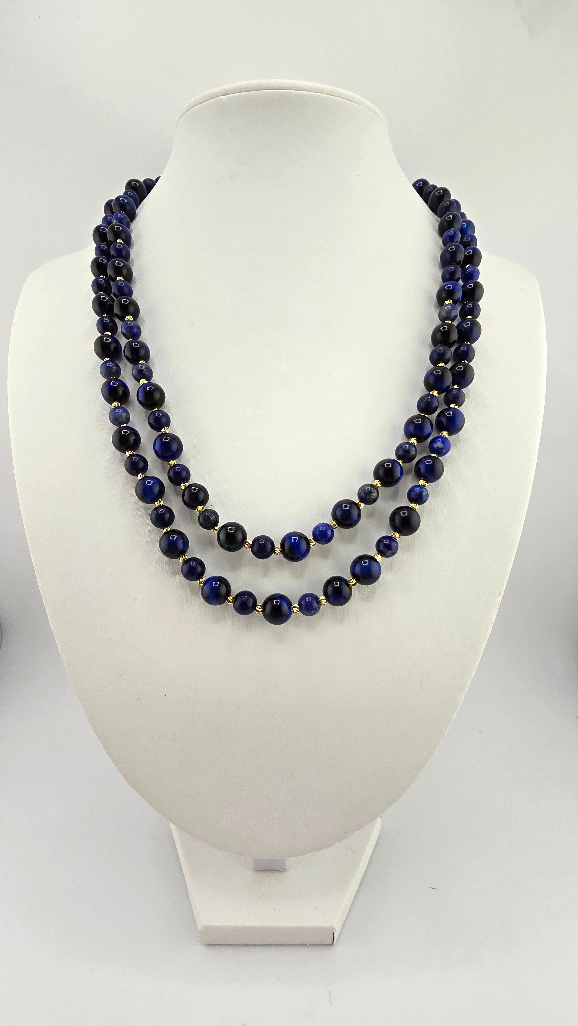 Collier double rangs en Lapis-lazuli et plaqué or