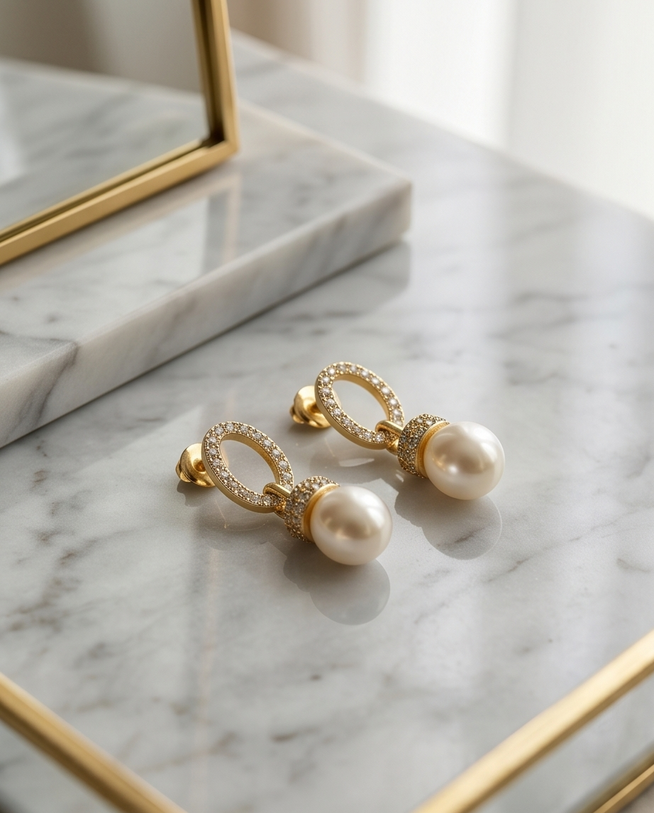 Boucles d oreilles en plaqué or 18K et strass