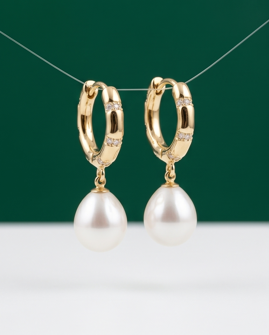 Boucles d’oreilles dormeuses avec perles de culture
