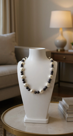 Collier en perles de culture baroque et perles de culture noires